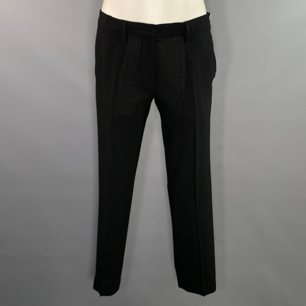 ANN DEMEULEMEESTER Size 6 Black Wool Tapered Dress Pants